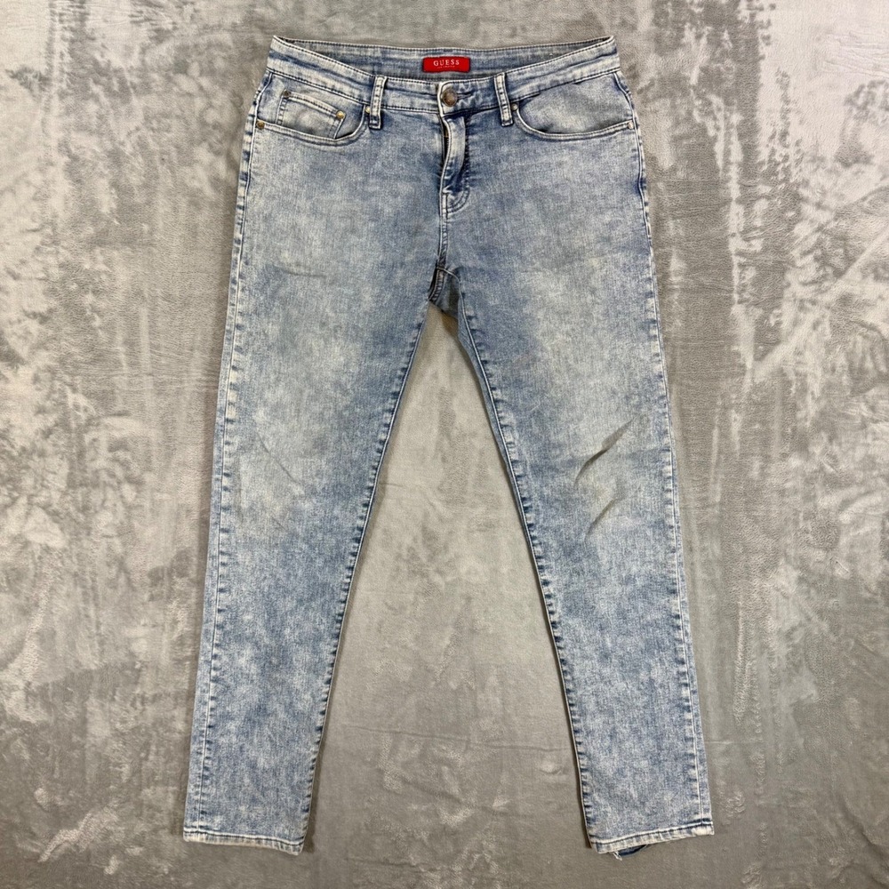 Guess Slim Fit Jeans Mens 30x32 Light Blue Acid Wash Lightweight Denim Pants